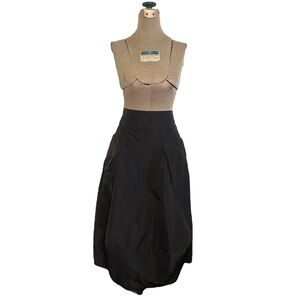 Sun Kim Taffetta Black MIDI Skirt M